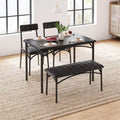 Ensemble Table à Manger pour 4 Personnes avec Table Rectangulaire, Banc Rembourré et 2 Chaises, Ensemble de Salle à Manger Peu Encombrant pour Petits Espaces, Appartements