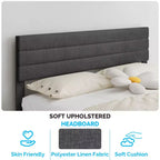 Cadre de lit rembourré Karl Home une place, lit plateforme avec tête de lit gris