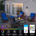 Bestier Wicker Patio Furniture Chair,Swivel Gliding Chair with LED Strip,Outdoor Swivel Rocking Chairs with 4Anti-Slip Cushions for Deck,Porch&Garden