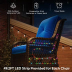 Bestier Wicker Patio Furniture Chair,Swivel Gliding Chair with LED Strip,Outdoor Swivel Rocking Chairs with 4Anti-Slip Cushions for Deck,Porch&Garden