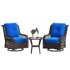 Bestier Wicker Patio Furniture Chair,Swivel Gliding Chair with LED Strip,Outdoor Swivel Rocking Chairs with 4Anti-Slip Cushions for Deck,Porch&Garden
