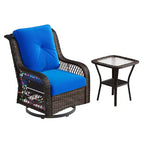 Bestier Wicker Patio Furniture Chair,Swivel Gliding Chair with LED Strip,Outdoor Swivel Rocking Chairs with 4Anti-Slip Cushions for Deck,Porch&Garden