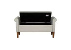 Banc ottoman en bois Okak Accent Lift-Top avec deux accoudoirs latéraux, banc à chaussures rembourré, banc de rangement pour le salon, la chambre à coucher