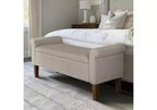 Banc ottoman en bois Okak Accent Lift-Top avec deux accoudoirs latéraux, banc à chaussures rembourré, banc de rangement pour le salon, la chambre à coucher
