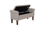 Banc ottoman en bois Okak Accent Lift-Top avec deux accoudoirs latéraux, banc à chaussures rembourré, banc de rangement pour le salon, la chambre à coucher