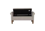 Banc ottoman en bois Okak Accent Lift-Top avec deux accoudoirs latéraux, banc à chaussures rembourré, banc de rangement pour le salon, la chambre à coucher