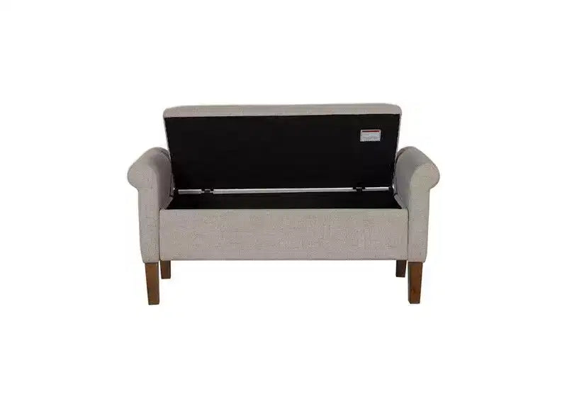 Banc ottoman en bois Okak Accent Lift-Top avec deux accoudoirs latéraux, banc à chaussures rembourré, banc de rangement pour le salon, la chambre à coucher