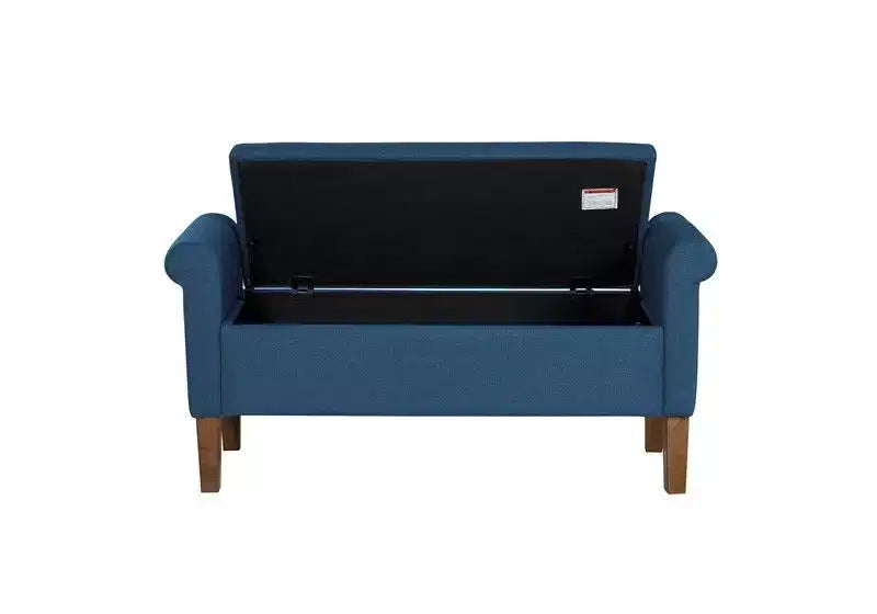 Banc ottoman en bois Okak Accent Lift-Top avec deux accoudoirs latéraux, banc à chaussures rembourré, banc de rangement pour le salon, la chambre à coucher