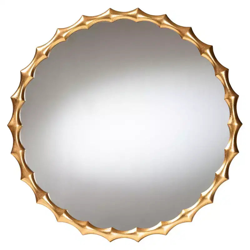 Miroir mural d'appoint Baxton Studio Everette, finition feuille d'or antique avec cadre en bambou
