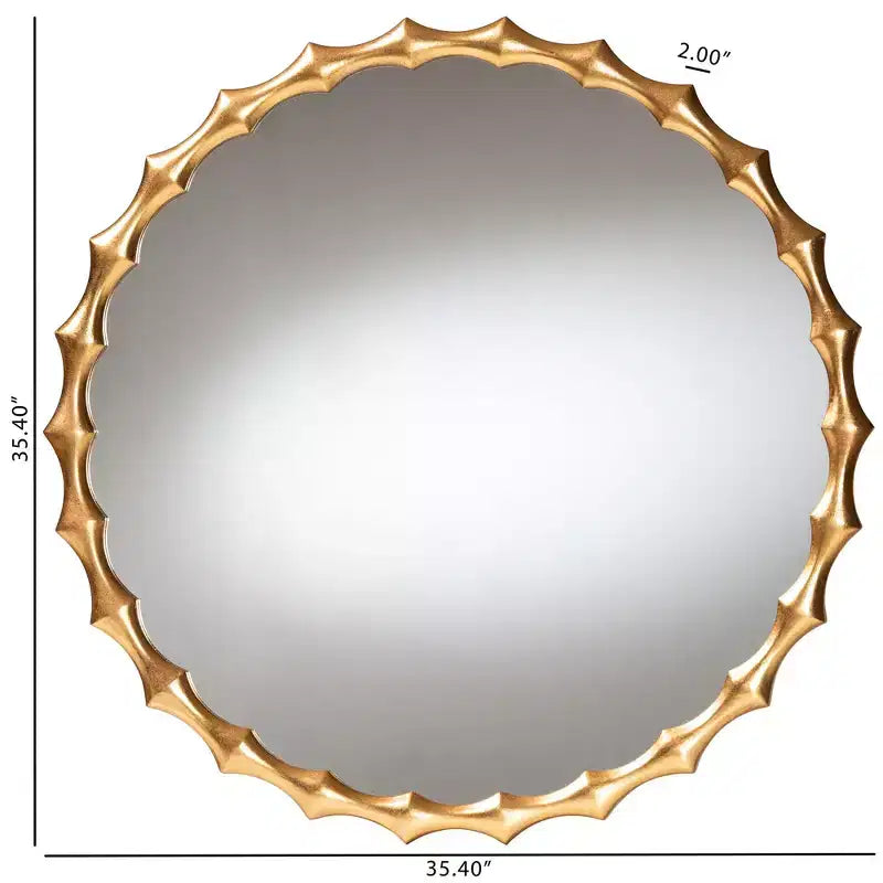 Miroir mural d'appoint Baxton Studio Everette, finition feuille d'or antique avec cadre en bambou