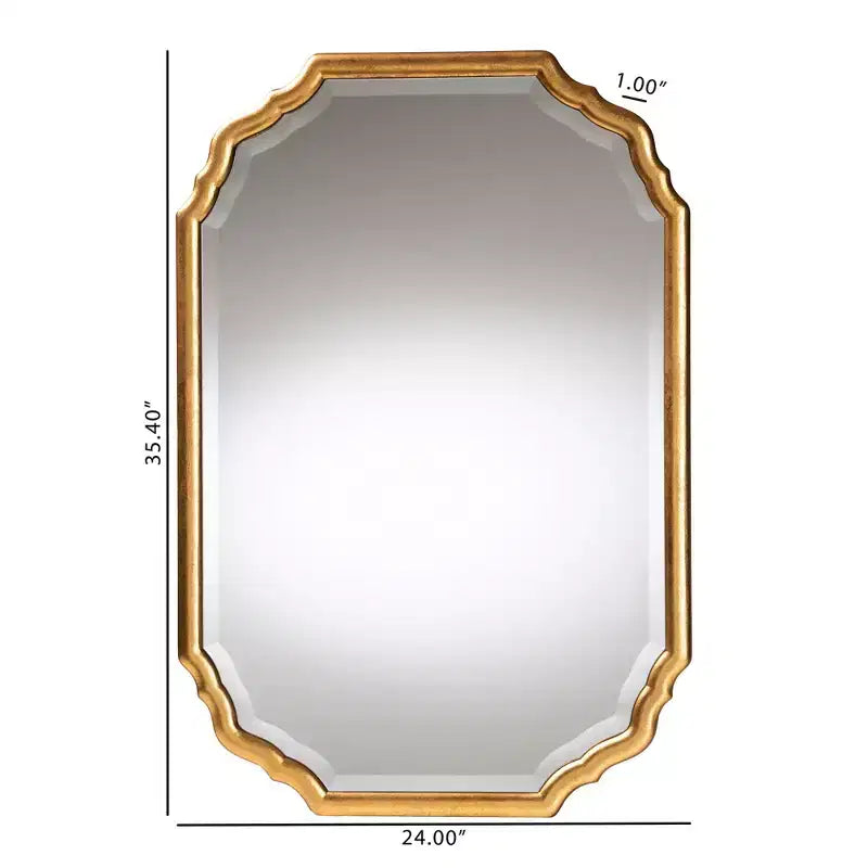 Miroir mural décoratif Pacino de Baxton Studio, finition feuille d'or antique