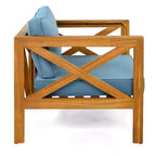 Christopher Knight Home Callum Transitional 3 Piece Patio Acacia Wood Club Chairs with Rectangle Accent Table