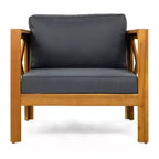 Christopher Knight Home Callum Transitional 3 Piece Patio Acacia Wood Club Chairs with Rectangle Accent Table