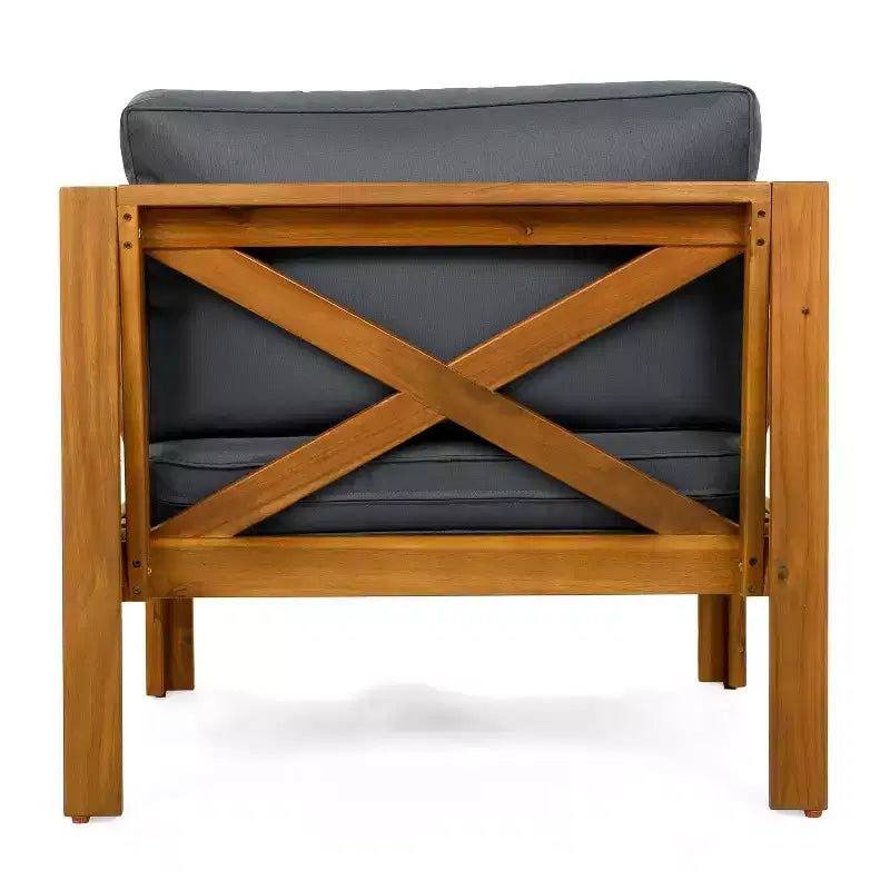 Christopher Knight Home Callum Transitional 3 Piece Patio Acacia Wood Club Chairs with Rectangle Accent Table
