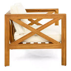 Christopher Knight Home Callum Transitional 3 Piece Patio Acacia Wood Club Chairs with Rectangle Accent Table