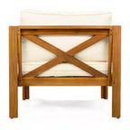 Christopher Knight Home Callum Transitional 3 Piece Patio Acacia Wood Club Chairs with Rectangle Accent Table