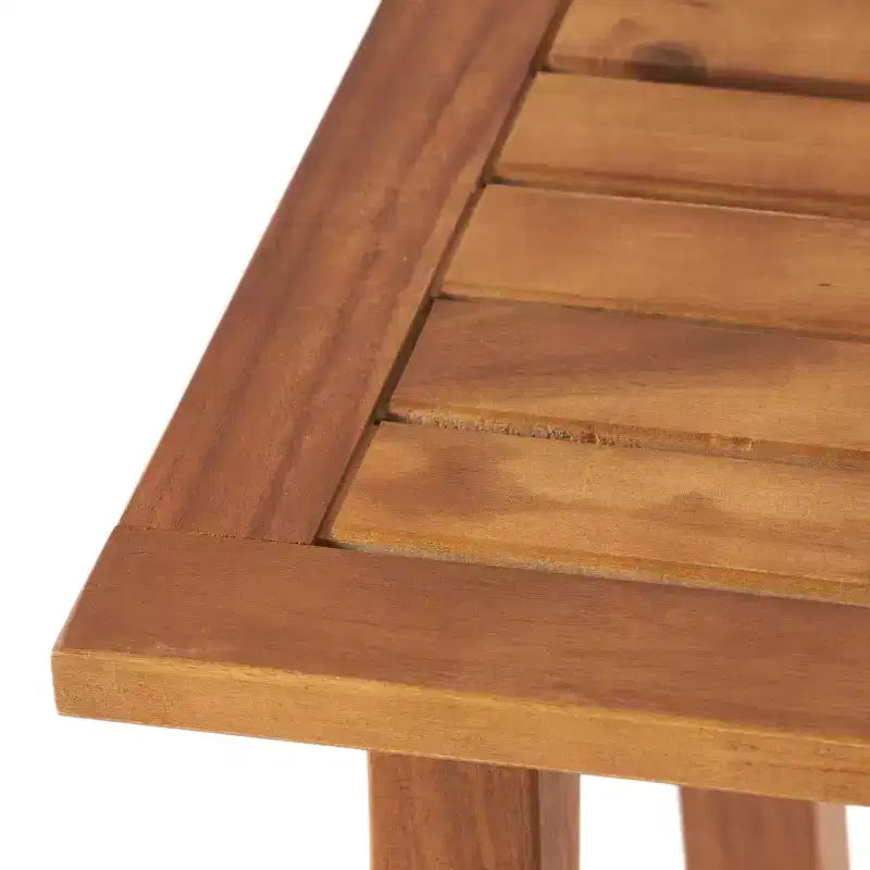 Christopher Knight Home Callum Transitional 3 Piece Patio Acacia Wood Club Chairs with Rectangle Accent Table