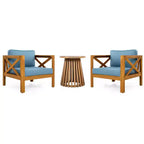 Christopher Knight Home Kairos Ensemble de 3 chaises de jardin de style transitionnel en bois d'acacia avec table d'appoint ronde