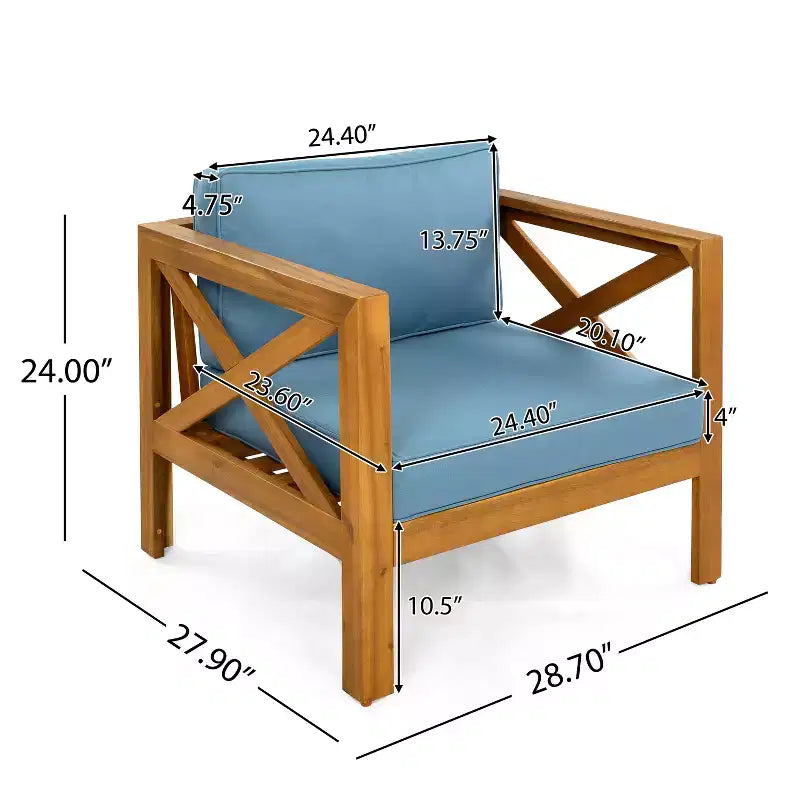 Christopher Knight Home Kairos Ensemble de 3 chaises de jardin de style transitionnel en bois d'acacia avec table d'appoint ronde