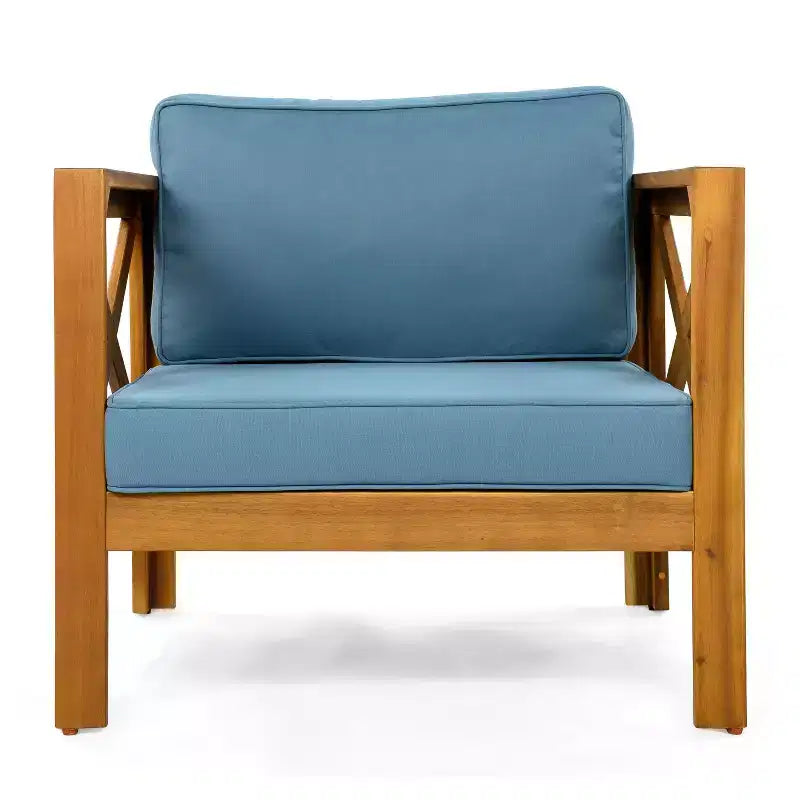 Christopher Knight Home Kairos Ensemble de 3 chaises de jardin de style transitionnel en bois d'acacia avec table d'appoint ronde