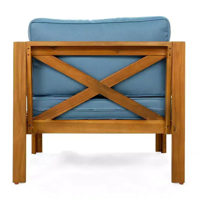 Christopher Knight Home Kairos Ensemble de 3 chaises de jardin de style transitionnel en bois d'acacia avec table d'appoint ronde