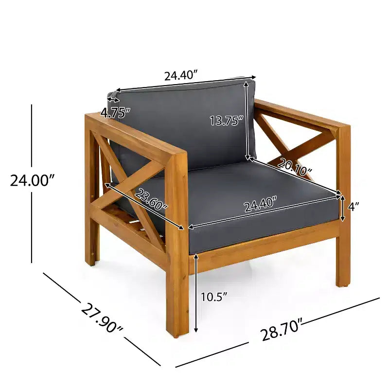 Christopher Knight Home Kairos Ensemble de 3 chaises de jardin de style transitionnel en bois d'acacia avec table d'appoint ronde