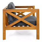 Christopher Knight Home Kairos Ensemble de 3 chaises de jardin de style transitionnel en bois d'acacia avec table d'appoint ronde