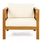 Christopher Knight Home Kairos Ensemble de 3 chaises de jardin de style transitionnel en bois d'acacia avec table d'appoint ronde