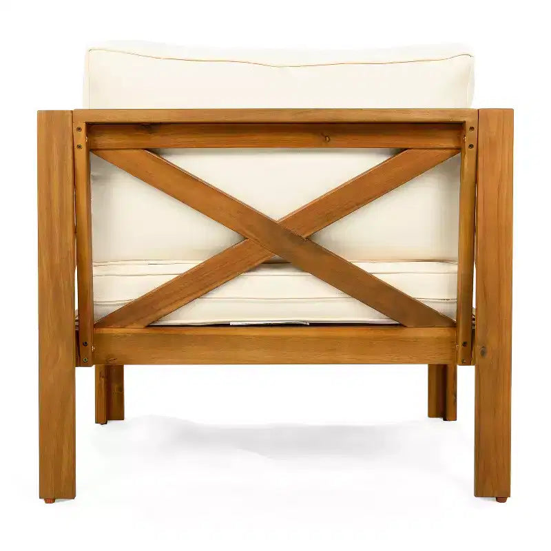Christopher Knight Home Kairos Ensemble de 3 chaises de jardin de style transitionnel en bois d'acacia avec table d'appoint ronde