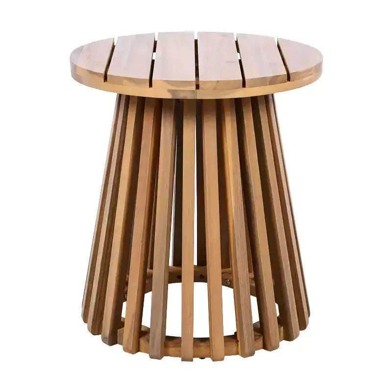 Christopher Knight Home Kairos Ensemble de 3 chaises de jardin de style transitionnel en bois d'acacia avec table d'appoint ronde