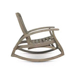 GDFStudio Dora Chaise berçante en bois d'acacia avec repose-pieds rétractable et design à lattes (Lot de 2)
