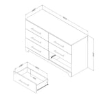 HomeStock Commode horizontale en panneaux de particules de 7,5 po de hauteur avec 6 tiroirs au fini beige