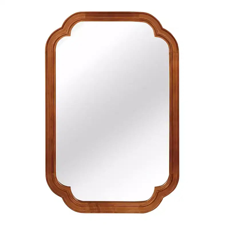 MAYEERTY Miroir décoratif à coins arrondis en bois massif 24 x 36 pour chambre, salle de bain, salon, marron jaunâtre