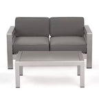 GDFStudio Martha Outdoor Aluminum Loveseat and Coffee Table Set with Cushions