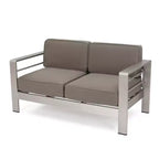 GDFStudio Martha Outdoor Aluminum Loveseat and Coffee Table Set with Cushions