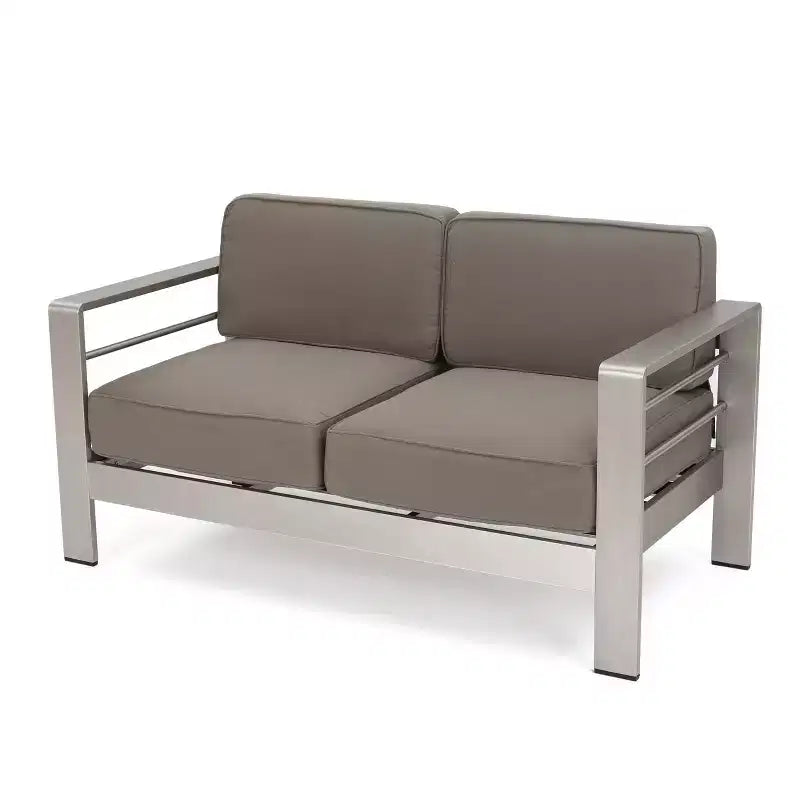GDFStudio Martha Outdoor Aluminum Loveseat and Coffee Table Set with Cushions
