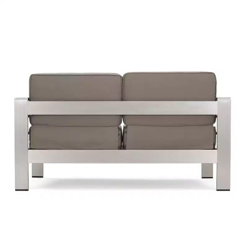 GDFStudio Martha Outdoor Aluminum Loveseat and Coffee Table Set with Cushions