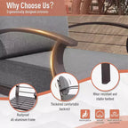 ALAULM 7-Seat Aluminum Patio Furniture Set, Modern Metal Outdoor Conversation Sets w/45in Propane Fire Pit Table