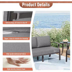 ALAULM 7-Seat Aluminum Patio Furniture Set, Modern Metal Outdoor Conversation Sets w/45in Propane Fire Pit Table