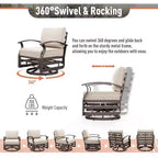 ALAULM 7-Seat Aluminum Patio Furniture Set, Modern Metal Outdoor Conversation Sets w/45in Propane Fire Pit Table