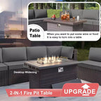 ALAULM Ensemble de 10 pièces de mobilier de patio, salons de conversation d'extérieur en rotin osier, ensemble de canapés de mobilier