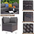 ALAULM 13 Pieces Patio Furniture Set, Rattan Wicker Outdoor Conversation Sets, Furniture Sectional Sofa Set