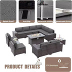 ALAULM 13 Pieces Patio Furniture Set, Rattan Wicker Outdoor Conversation Sets, Furniture Sectional Sofa Set