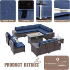 ALAULM 13 Pieces Patio Furniture Set, Rattan Wicker Outdoor Conversation Sets, Furniture Sectional Sofa Set