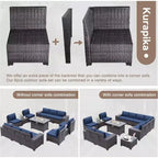 ALAULM 13 Pieces Patio Furniture Set, Rattan Wicker Outdoor Conversation Sets, Furniture Sectional Sofa Set