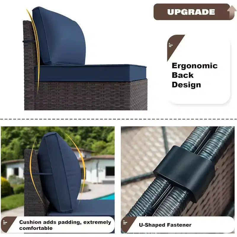 ALAULM 13 Pieces Patio Furniture Set, Rattan Wicker Outdoor Conversation Sets, Furniture Sectional Sofa Set