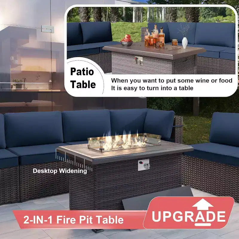 ALAULM 13 Pieces Patio Furniture Set, Rattan Wicker Outdoor Conversation Sets, Furniture Sectional Sofa Set