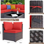 ALAULM 13 Pieces Patio Furniture Set, Rattan Wicker Outdoor Conversation Sets, Furniture Sectional Sofa Set
