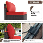ALAULM 13 Pieces Patio Furniture Set, Rattan Wicker Outdoor Conversation Sets, Furniture Sectional Sofa Set