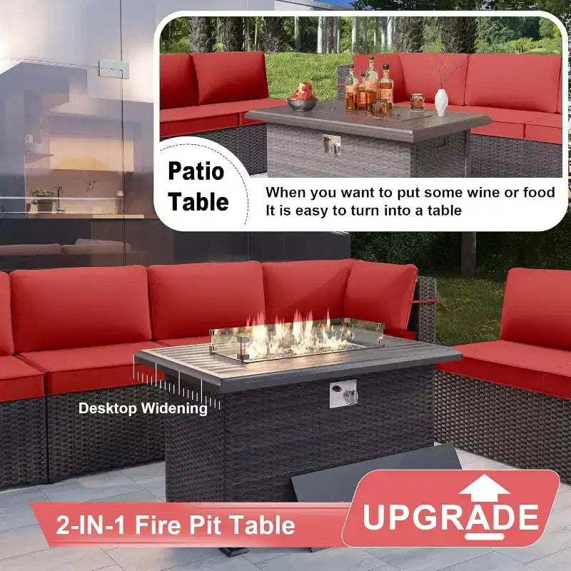 ALAULM 13 Pieces Patio Furniture Set, Rattan Wicker Outdoor Conversation Sets, Furniture Sectional Sofa Set